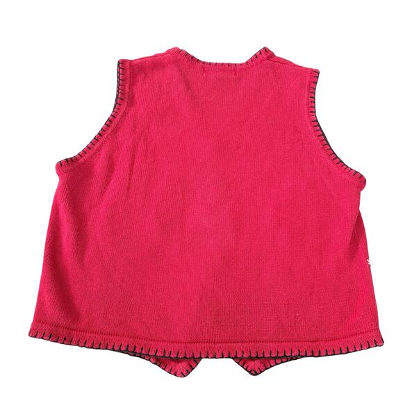 Vintage Christmas Sweater Vest Snowman Embroidery Patch Cottagecore Holiday Red - Picture 7 of 7